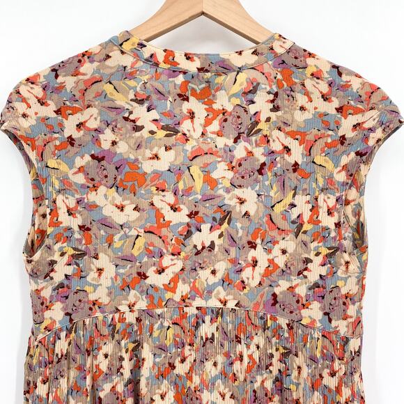 Anthropologie Vanessa Virginia Floral Button Front Tunic Top Size X-Small - Picture 5 of 9